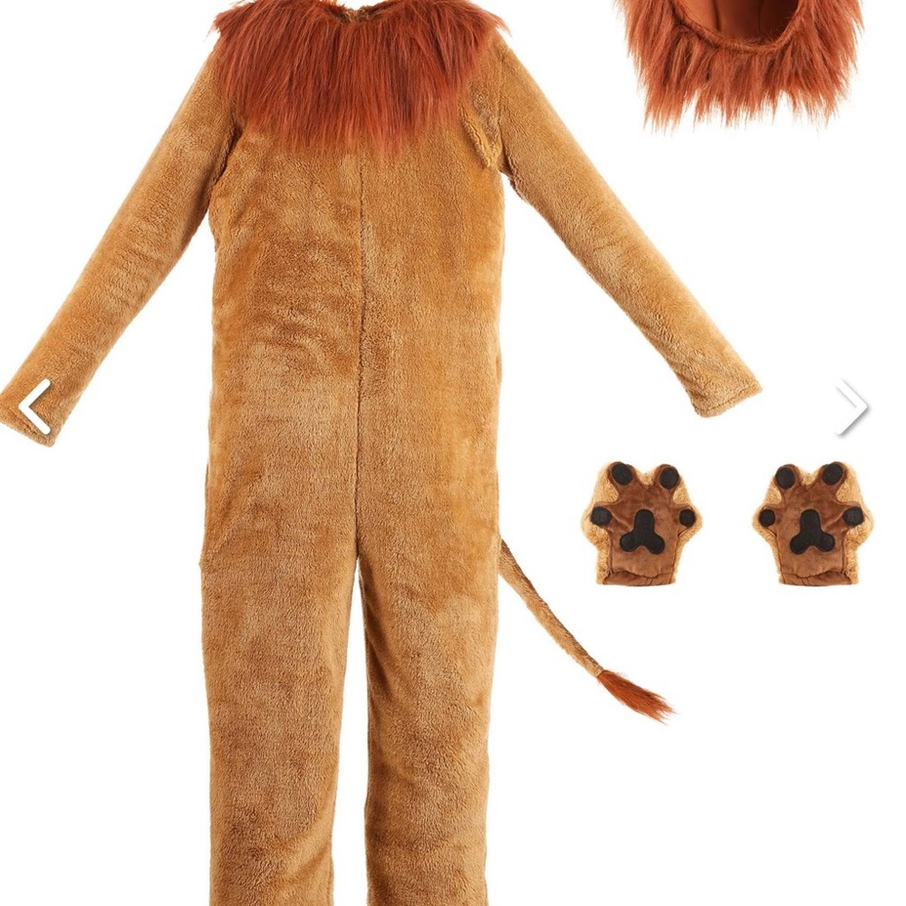 Men's Plush Lion Costume with Mane and Paws